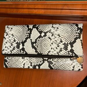 Beautiful faux snakeskin gold accent clutch bag NEW